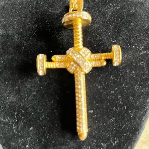 Elegant Gold Nail Cross Pendant